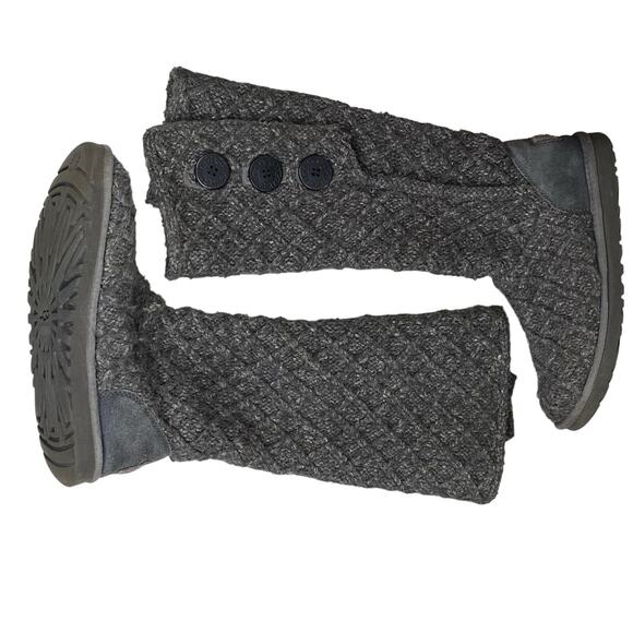 Ugg Women's Cardy Gray Knit Pull On Winter Boot Size US 7 - Picture 10 of 12